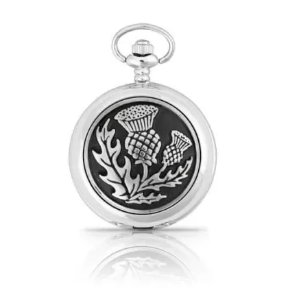 Zdjęcie Stylowy kwarcowy zegarek kieszonkowy zdobiony szkockim ostem - prezent dla mężczyzny