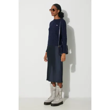 Zdjęcie Lacoste sweter wełniany damski kolor granatowy lekki AF0633 L6L