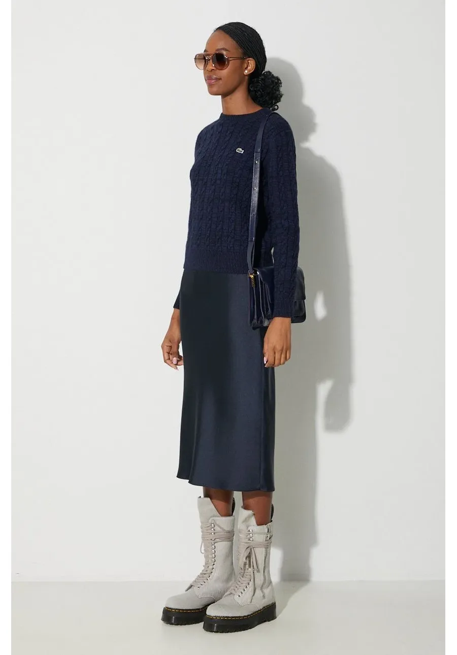 obrazek 1 Lacoste sweter wełniany damski kolor granatowy lekki AF0633 L6L
