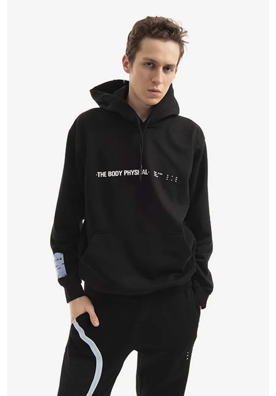 obrazek 1 MCQ bluza bawełniana Manifesto męska kolor czarny z kapturem z nadrukiem 624727RST841000-BLACK
