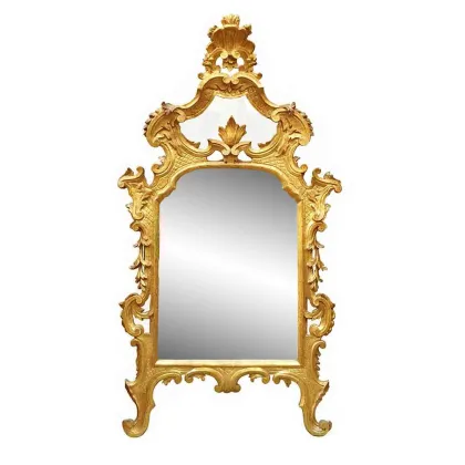 Zdjęcie Antyczne pozłacane lustro Ludwika XV z rzeźbionego drewna