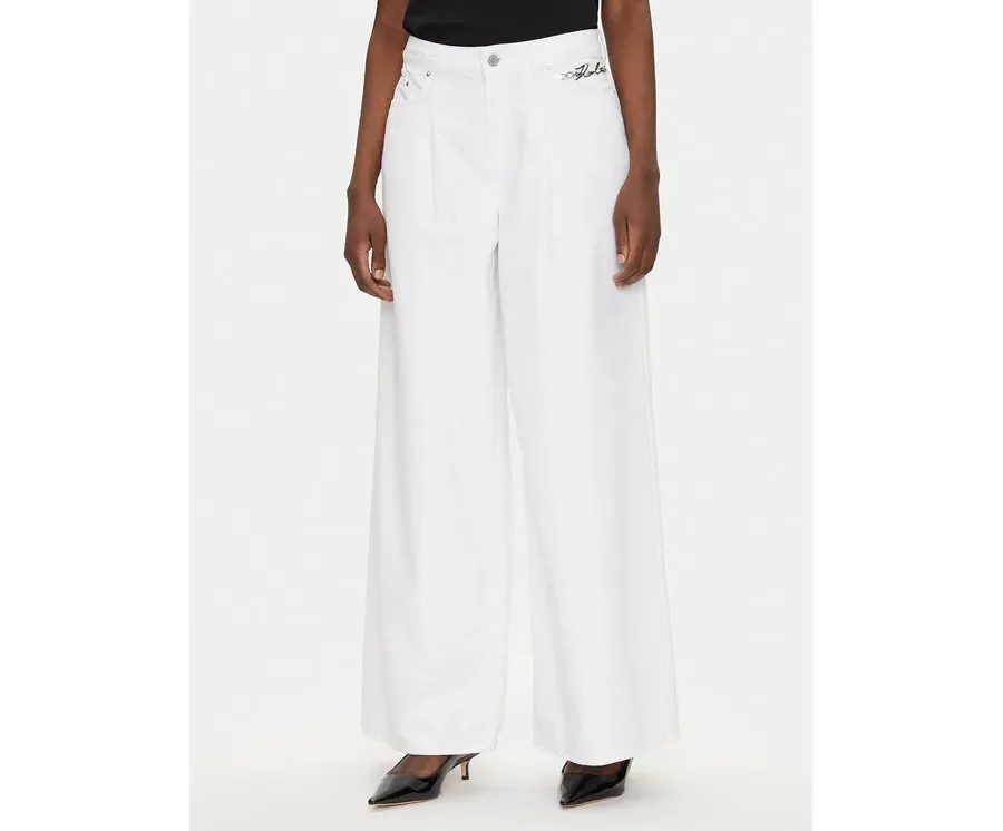 obrazek 1 KARL LAGERFELD Jeansy A2W10158 Biały Wide Leg