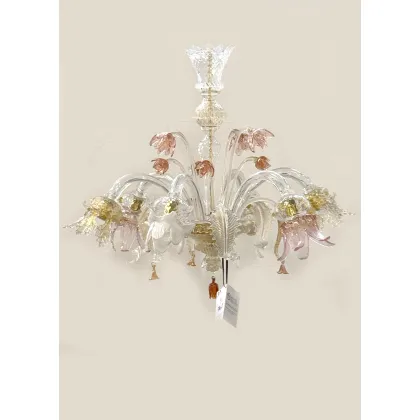 Zdjęcie Luksusowy wenecki żyrandol z 6 świateł ze szkła Murano