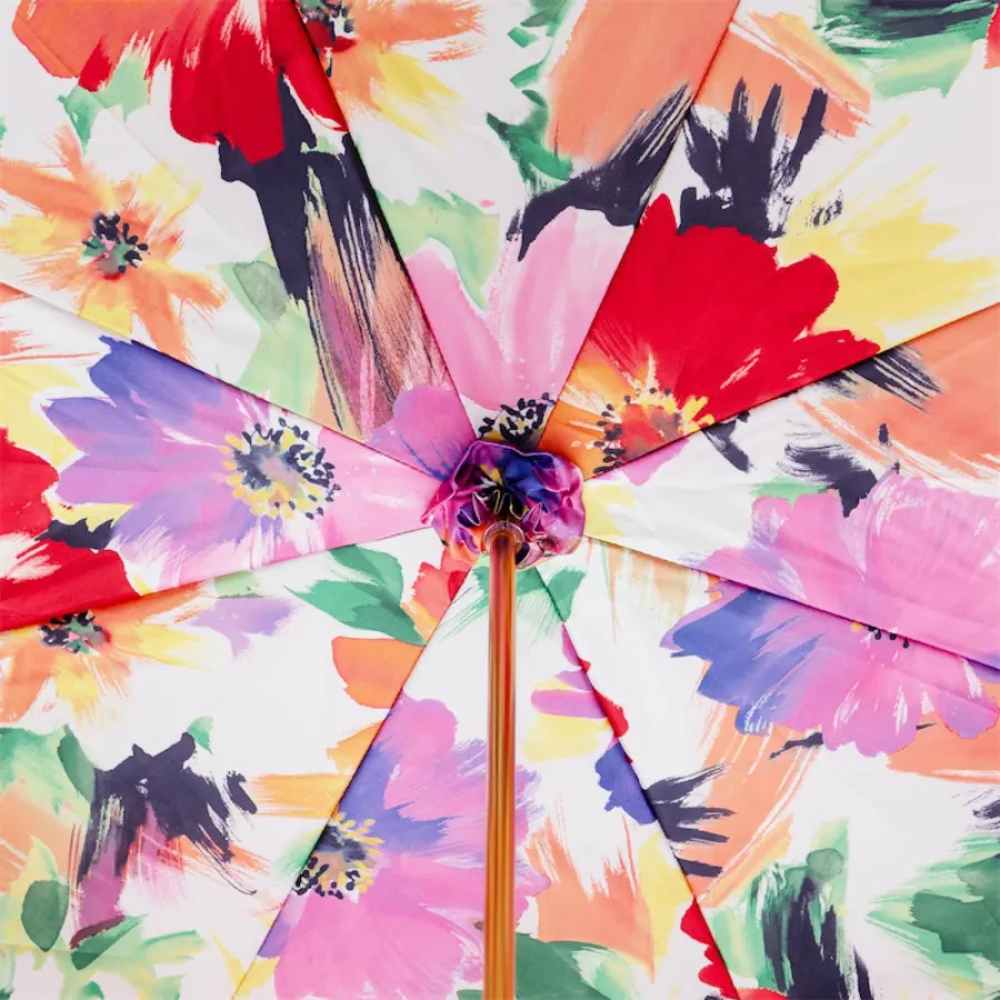 obrazek 3 Stylowy różowy parasol damski z motywem kwiatowym – Pasotti
