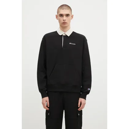 Zdjęcie Champion bluza Polo Neck Sweatshirt męska kolor czarny melanżowa 220708