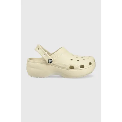 Zdjęcie Crocs klapki Classic Platform Clog kolor beżowy na platformie 206750