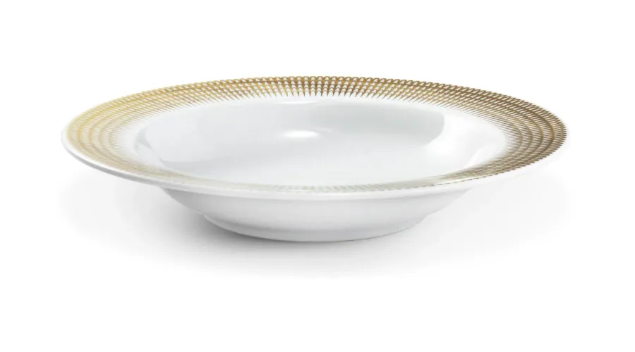 obrazek 2 Nowoczesny głęboki porcelanowy talerz ze złotym zdobieniem z kolekcji Angel wings – Leander