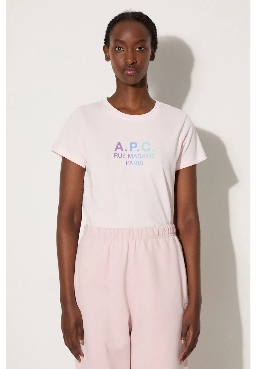 obrazek 1 A.P.C. t-shirt bawełniany Jenny kolor różowy COEAV.F26091-WHITE