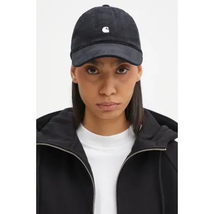 Zdjęcie Carhartt WIP czapka z daszkiem bawełniana Harlem Cap kolor czarny gładka I028955.K02XX