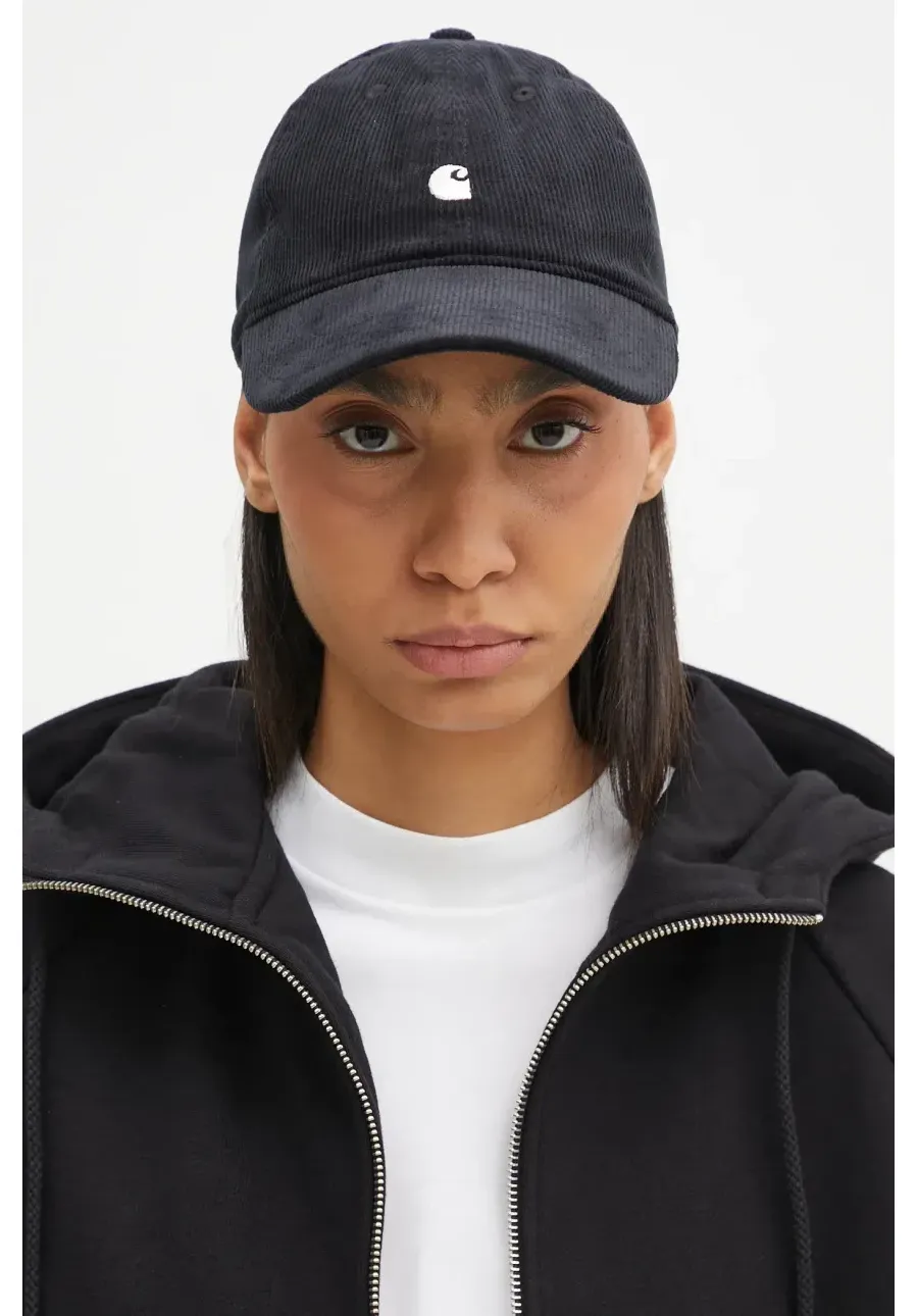 obrazek 1 Carhartt WIP czapka z daszkiem bawełniana Harlem Cap kolor czarny gładka I028955.K02XX