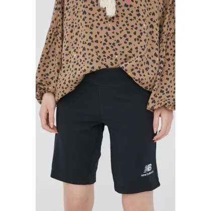Zdjęcie New Balance szorty US21501BK damskie kolor czarny gładkie high waist US21501BK-BK