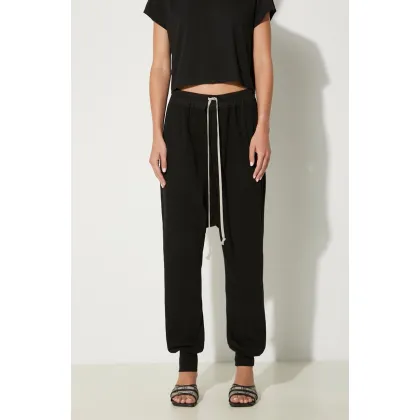Zdjęcie Rick Owens spodnie dresowe bawełniane Prisoner Drawstring kolor czarny gładkie DS02D2330.RIG