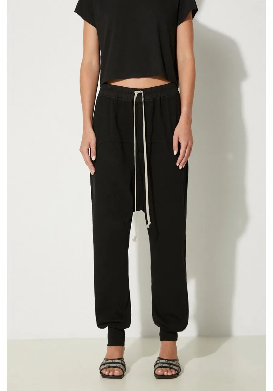 obrazek 1 Rick Owens spodnie dresowe bawełniane Prisoner Drawstring kolor czarny gładkie DS02D2330.RIG