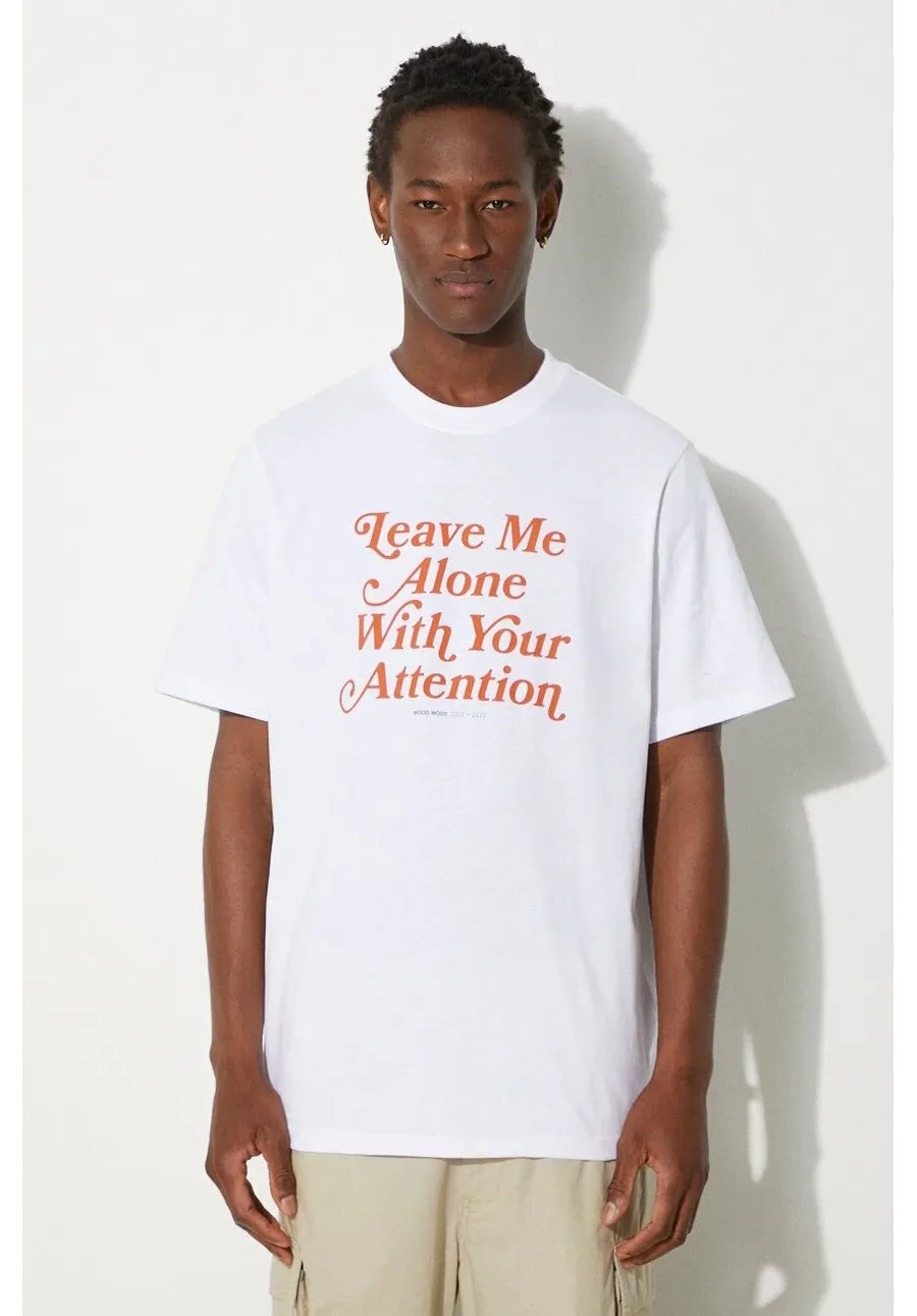 obrazek 1 Wood Wood t-shirt bawełniany Bobby Leave Me Alone kolor biały z nadrukiem 50025702.2489-WHITE