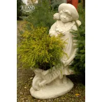 Picture A unique flowerpot of a girl with a wheelbarrow