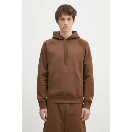 Zdjęcie Carhartt WIP bluza Hooded Chase Sweat męska kolor brązowy z kapturem gładka I033661.218XX