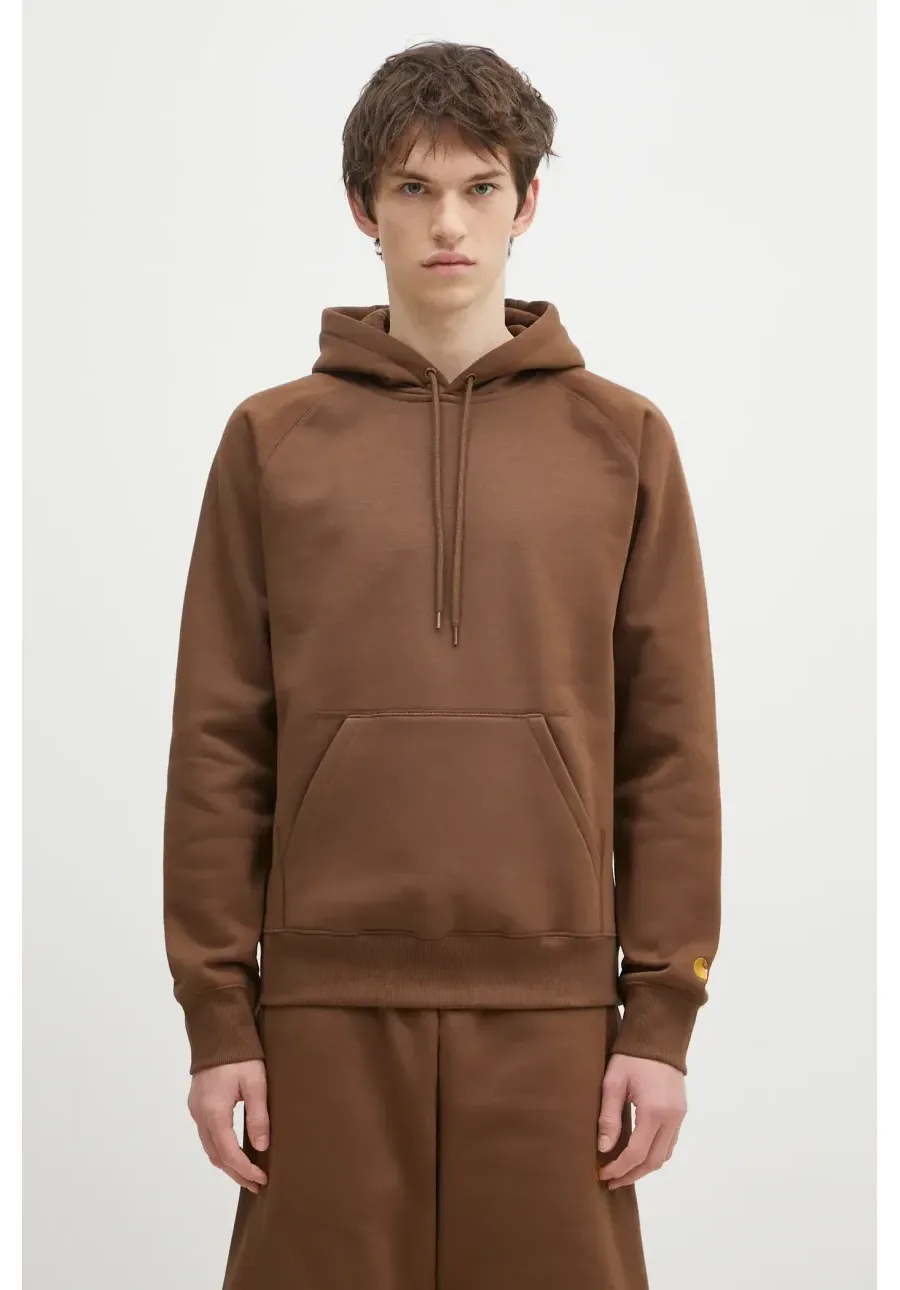 obrazek 1 Carhartt WIP bluza Hooded Chase Sweat męska kolor brązowy z kapturem gładka I033661.218XX