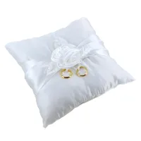 Picture Elegant satin wedding ring pillow with roses