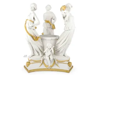 Zdjęcie Stylowa figura z porcelany trzech kobiet z cherubinm - Porcellane Principe