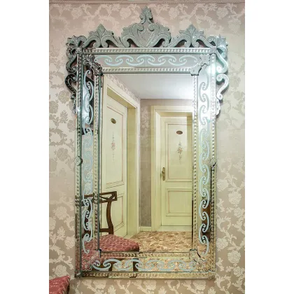 Zdjęcie Wyjątkowe w stylu grawerowane ręcznie lustro weneckie Murano