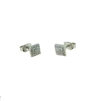 Picture Earrings with square zircons with a diameter of 6 mm.