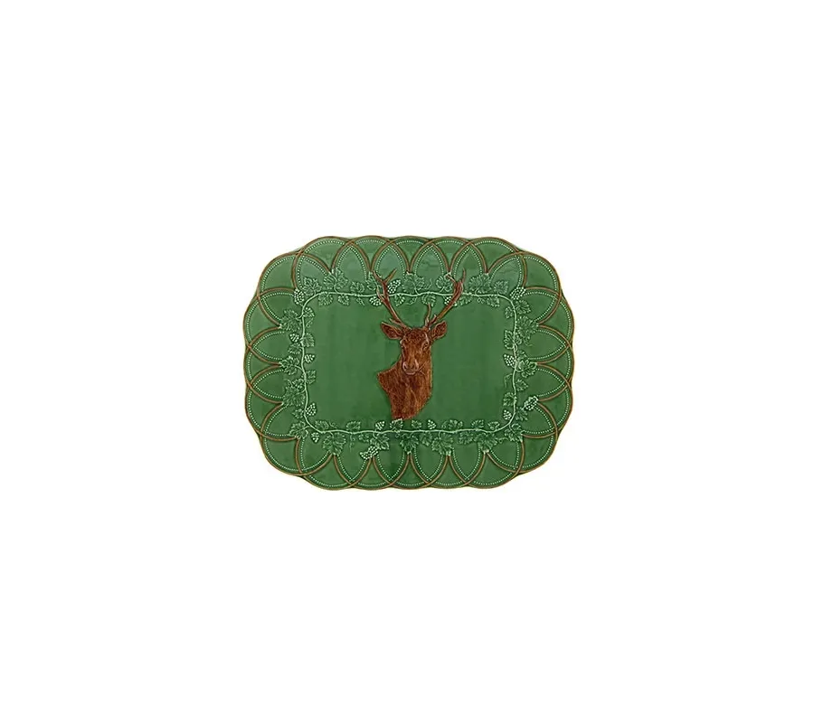 obrazek 1 Niezwykła taca ceramiczna 47,5 cm z wizerunkiem jelenia - Bordallo Pinheiro