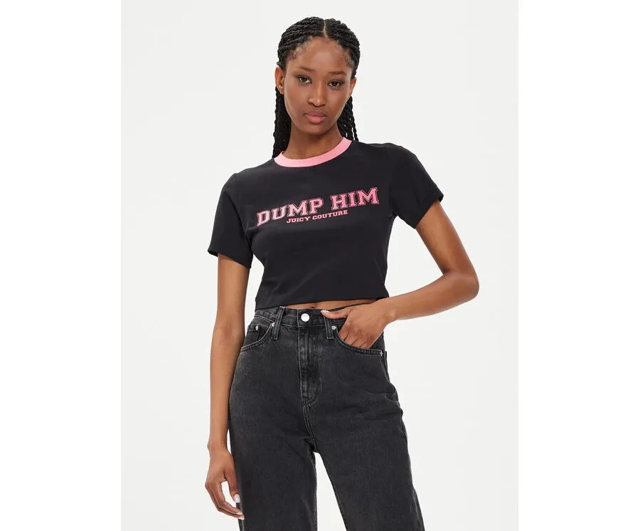 obrazek 1 Juicy Couture T-Shirt Dump Him JCWCT23314 Czarny Slim Fit