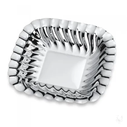 Zdjęcie Stylowa kwadratowa srebrna miska o wyjątkowym designie - Zaramella Argenti