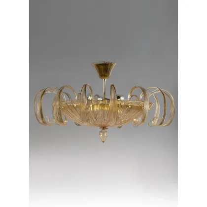 Zdjęcie Gustowna lampa sufitowa ze szkła Murano w paski na dwie żarówki