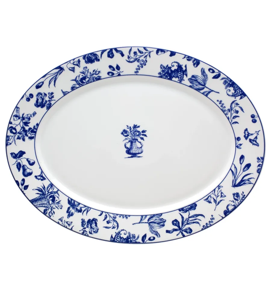 obrazek 2 Porcelanowy duży owalny talerz Chintz Azul z motywem roślinnym - Vista Alegre