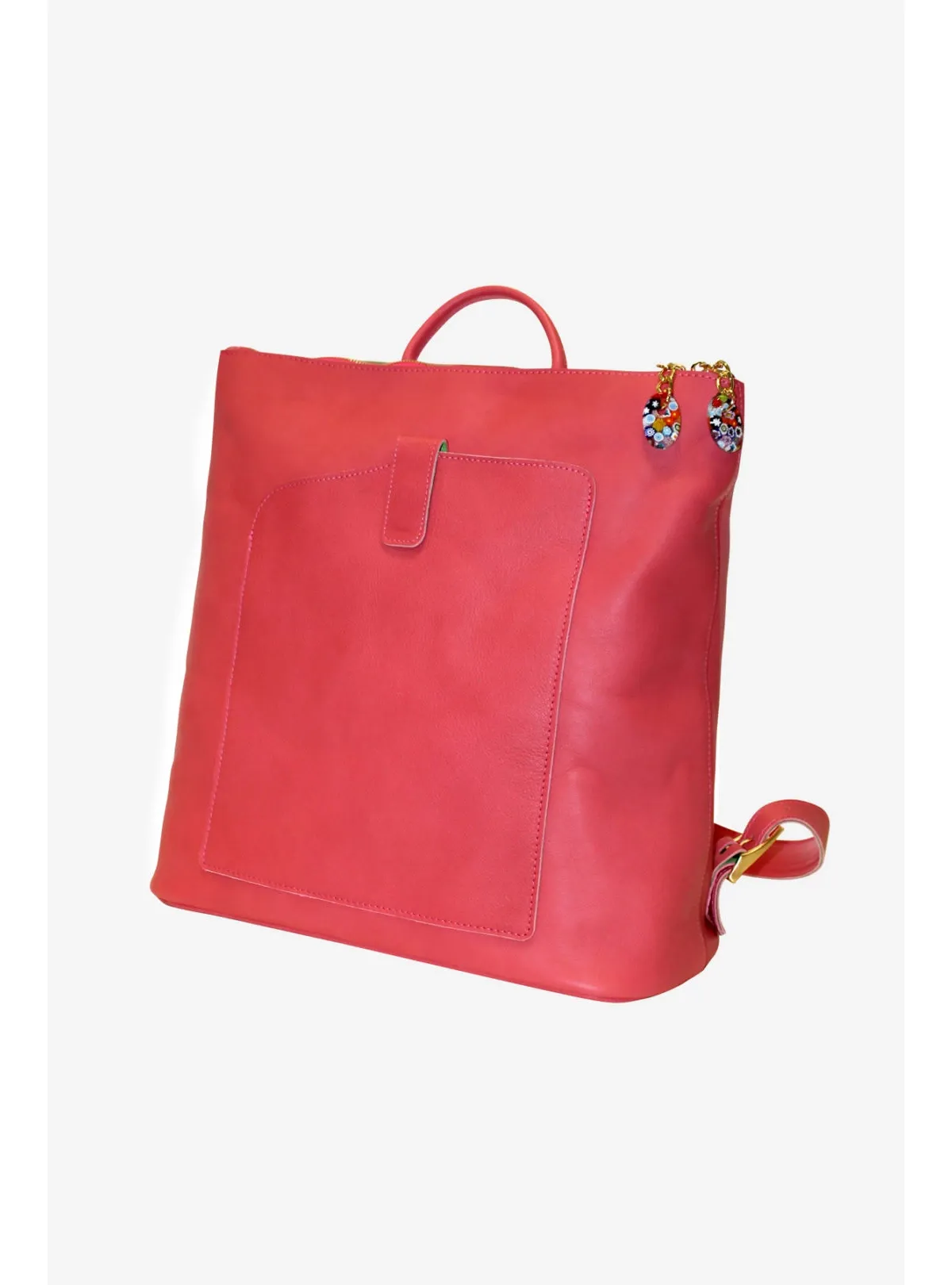 Pink leather backpack for women - Terrida