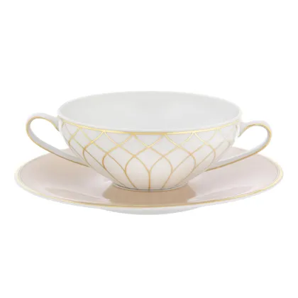 Picture Stylish Terrace porcelain cup and saucer with a geometric motif and gold finish - Vista Alegre