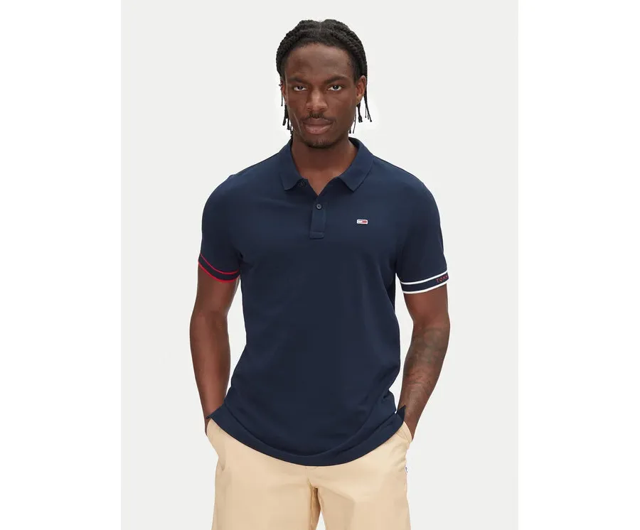 obrazek 1 Tommy Jeans Polo Flag Cuff DM0DM21306 Granatowy Slim Fit