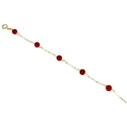 Zdjęcie Cudowna dziewczęca bransoletka z koralowymi kulami 14 cm