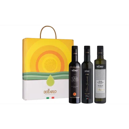 Zdjęcie Zestaw prezentowy - 3 butelki włoskiej oliwy z oliwek w eleganckim opakowaniu