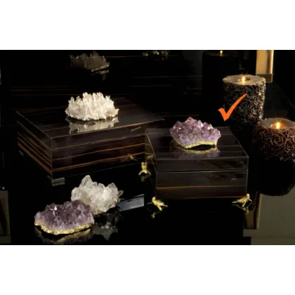 Picture Ebony box with amethyst and gold-plated accessories