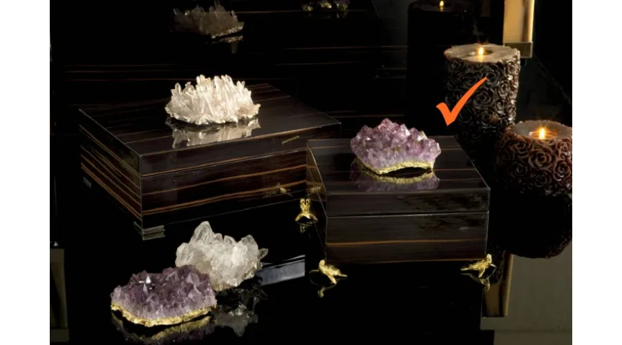 obrazek 1 Pudełko hebanowe z ametystem i pozłacanymi akcesoriami