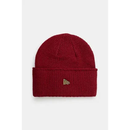 Zdjęcie New Era czapka z domieszką wełny WIDE CUFF BEANIE kolor bordowy 60565442