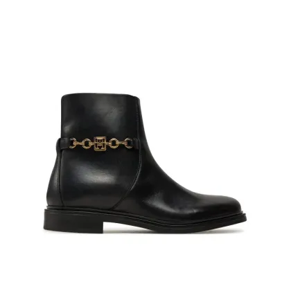 Zdjęcie Tommy Hilfiger Botki Th Chain Leather Low Bootie FW0FW08251 Czarny