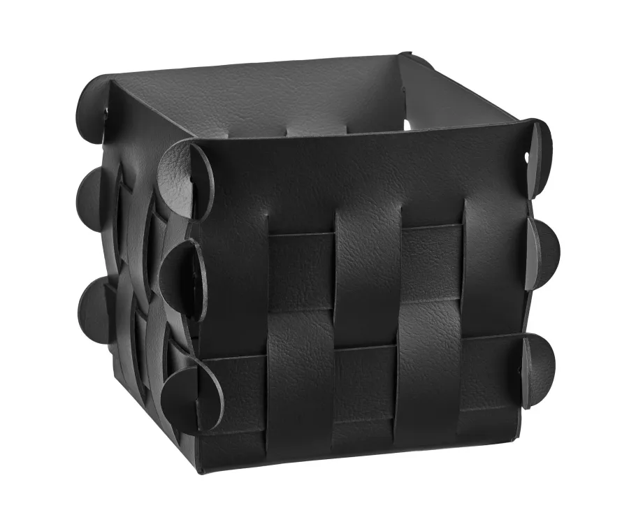 obrazek 1 Piękny mały czarny koszyk Shlesser 13x13xH13 cm wykonany z naturalnej skóry