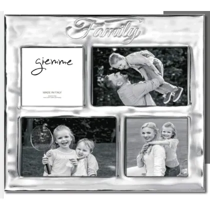 Picture Square silver multiframe for photos of family members, 30x30 cm