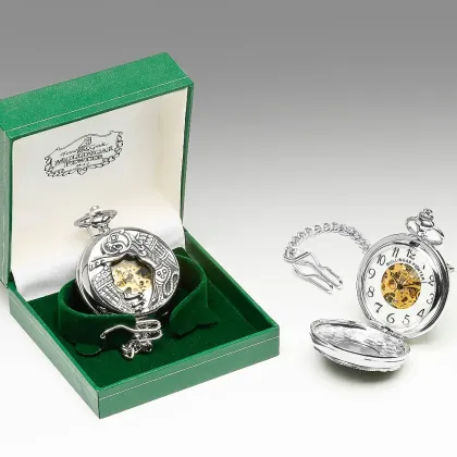 Zdjęcie Luksusowy męski mechaniczny zegarek kieszonkowy z pewteru ze zdobieniami inspirowanymi Księgą z Kells
