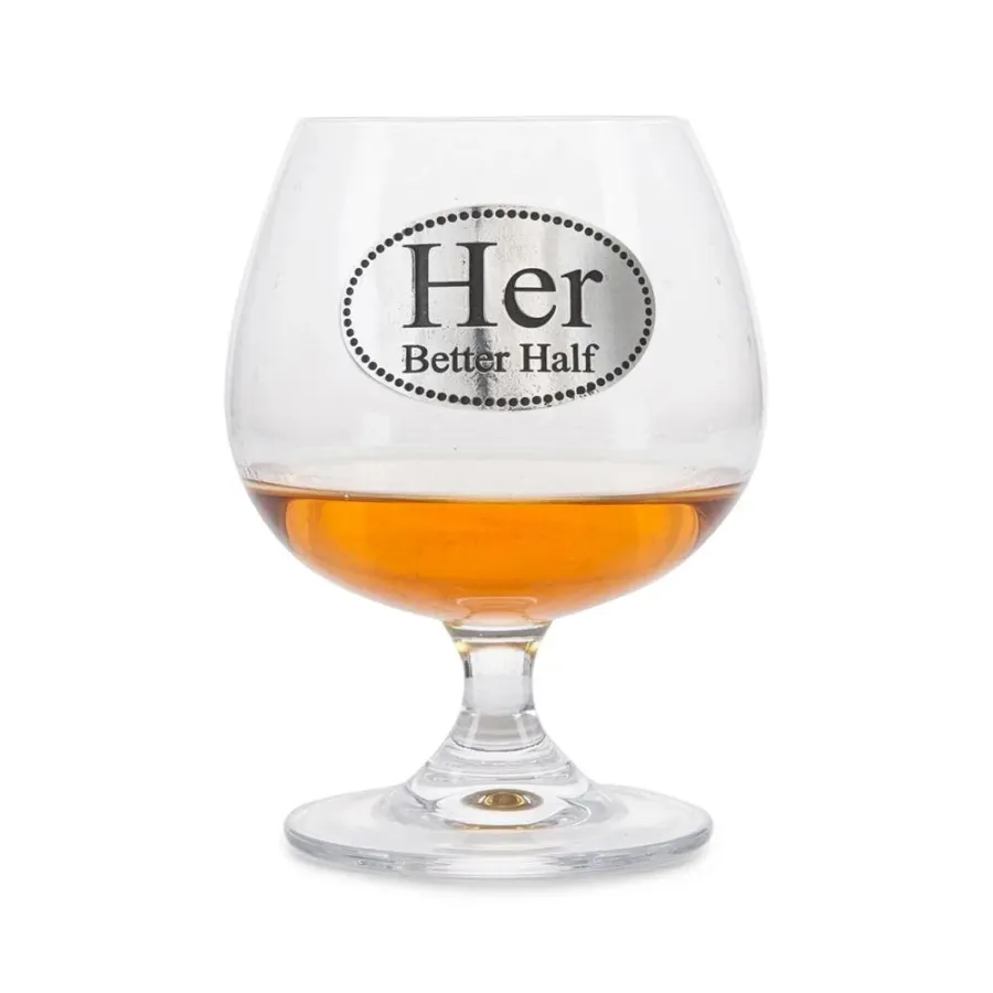 obrazek 1 Prezent dla wyjątkowej osoby – kieliszek do brandy z cynowym kartuszem - „Jej lepsza połowa”