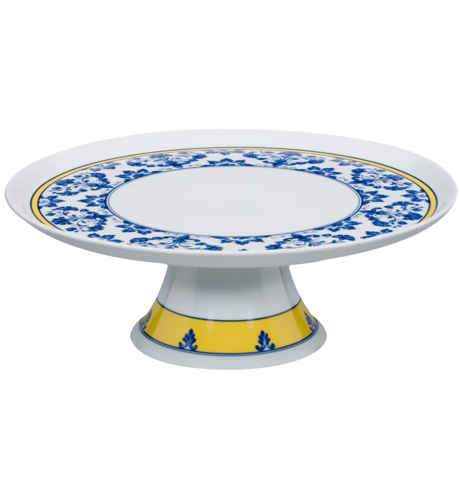 picture 1 Porcelain cake stand on a large leg with a motive inspired by the famous Castelo Branco embroidery - Vista Alegre