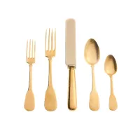 Zdjęcie Elegancki 5-elementowy zestaw sztućców ze srebra platerowanego złotem - Pampaloni