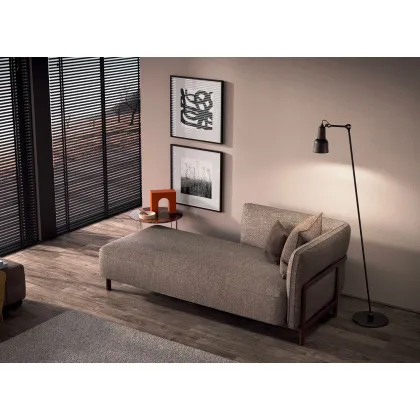 Zdjęcie Komfortowy szezlong Dominick - struktura z brązowego jesionu