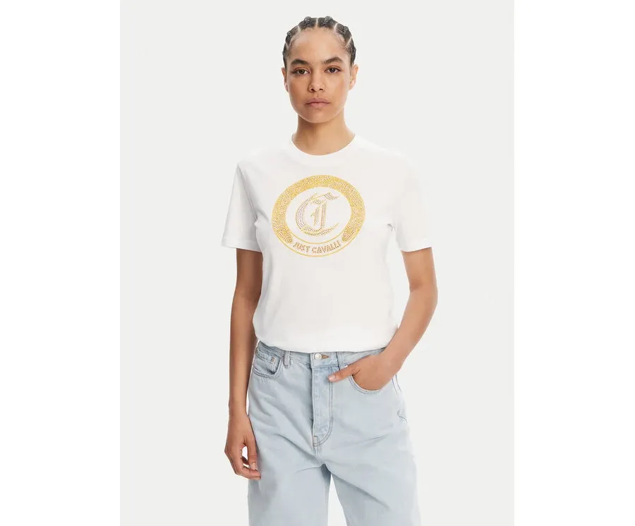 obrazek 1 Just Cavalli T-Shirt 78PAHE13 Biały Regular Fit