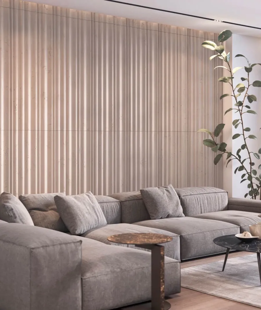 obrazek 1 135x56 cm VT - PB58 (KS kość słoniowa) LAMEL OBŁY - Panel dekor 3D beton architektoniczny