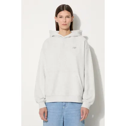 Zdjęcie New Balance bluza bawełniana WT41537AHH damska kolor szary z kapturem melanżowa WT41537AHH