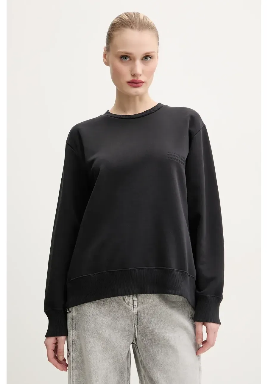 obrazek 1 MM6 Maison Margiela bluza bawełniana damska kolor czarny gładka S52GU0240.M25012